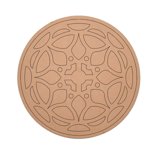 MDF Pre Marked Art Cutout Design Craft Round