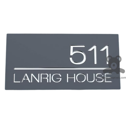 ShopTwiz Rectangle Black Acrylic White Letter Name Plate for House and Office