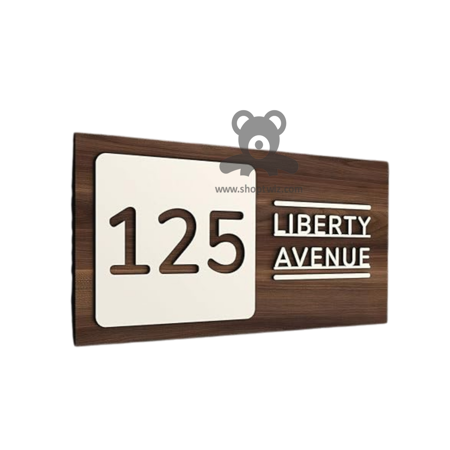 ShopTwiz Rectangle Wood White Letter Name Plate for House and Office