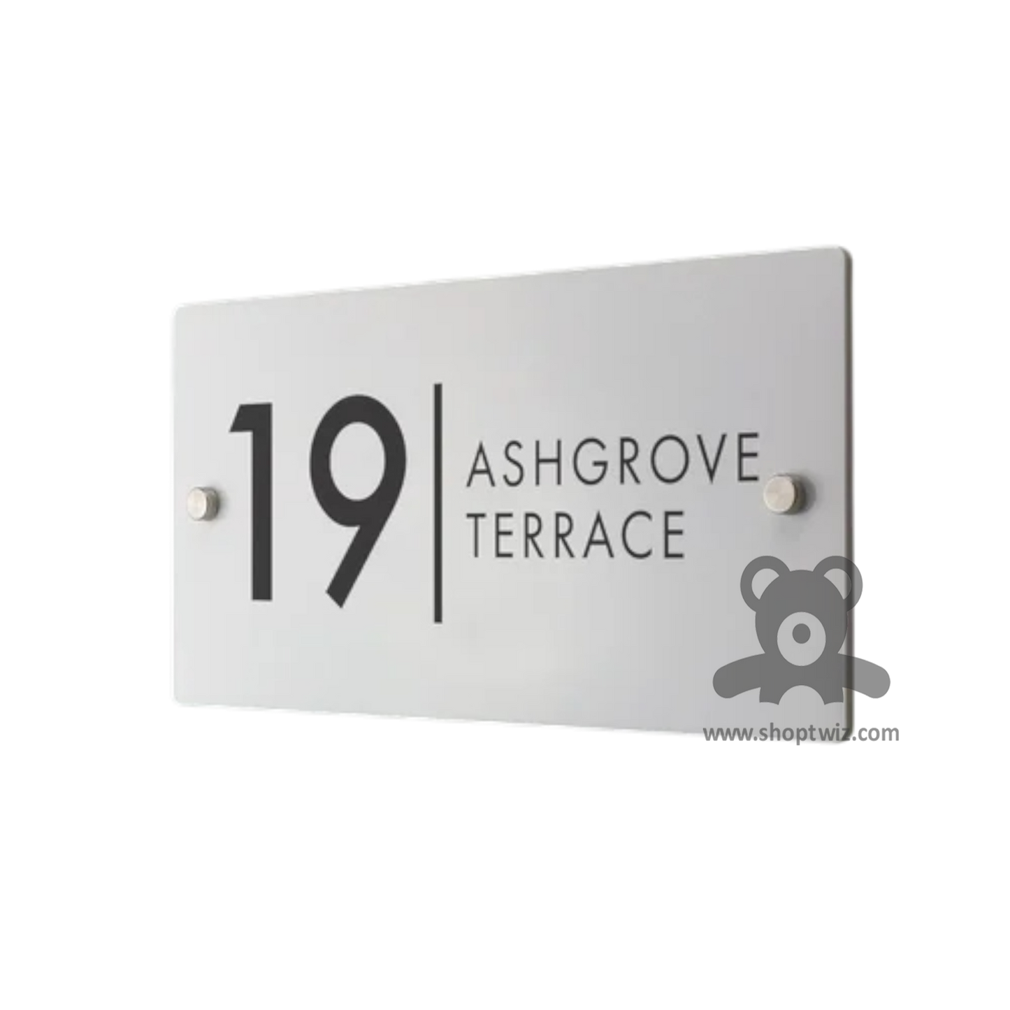 ShopTwiz Rectangle White Black Letter Name Plate for House and Office