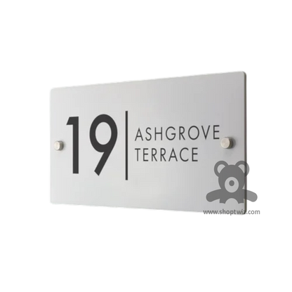 ShopTwiz Rectangle White Black Letter Name Plate for House and Office