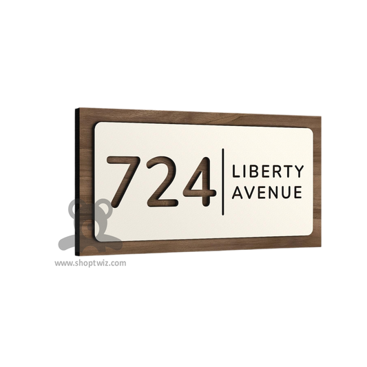 ShopTwiz Rectangle Wood White Acrylic Name Plate for House and Office
