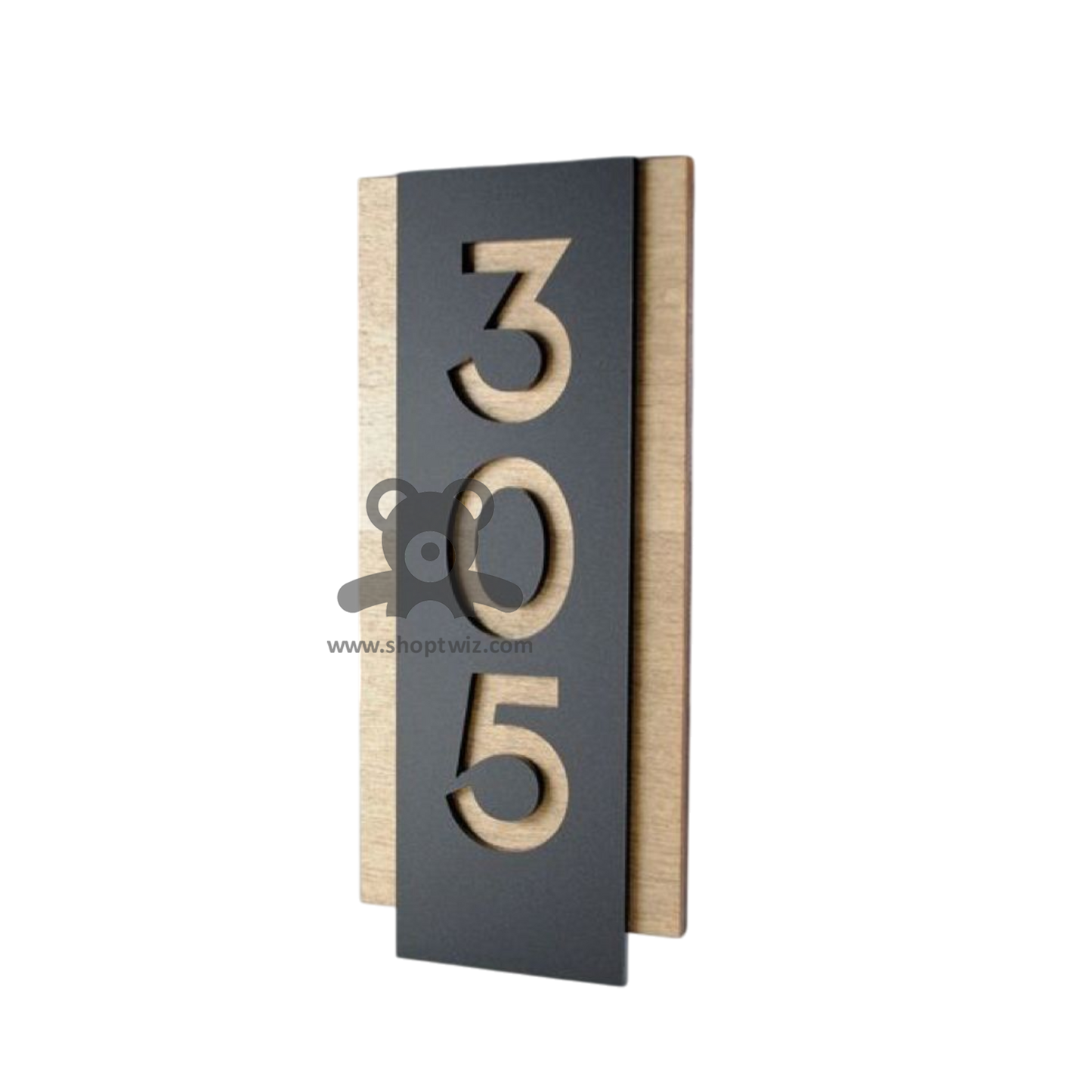 ShopTwiz Rectangle Wood Black Acrylic Name Plate for House and Office