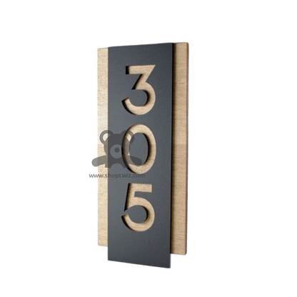 ShopTwiz Rectangle Wood Black Acrylic Name Plate for House and Office