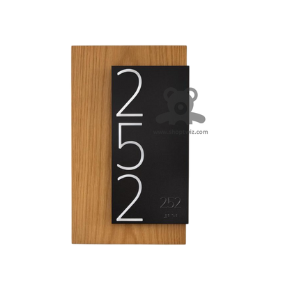 ShopTwiz Rectangle Wood Black Acrylic White Letter Name Plate for House and Office