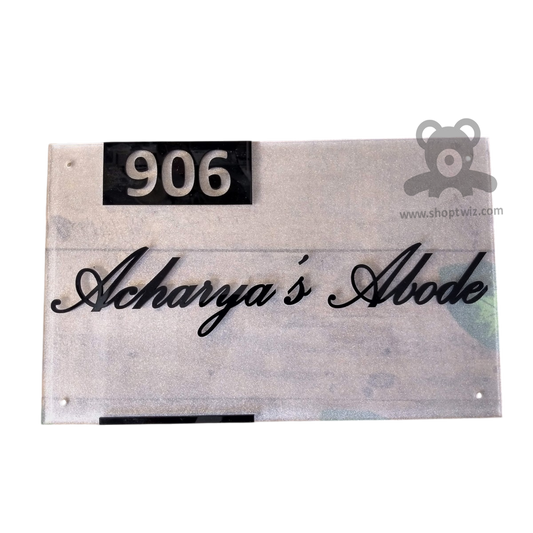 ShopTwiz Rectangle Transparent Acrylic Black Letter Name Plate for House and Office