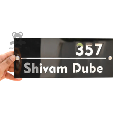 ShopTwiz Rectangle Black Transparent Letter Name Plate for House and Office