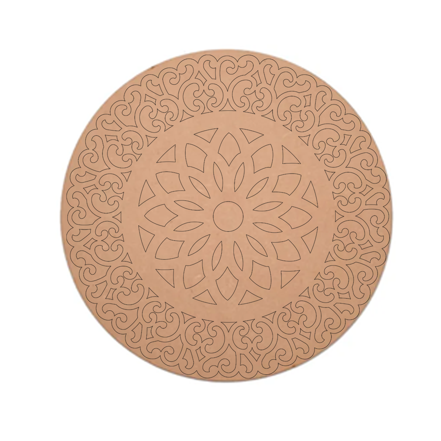 MDF Pre Marked Geometrical Art Round Cutout