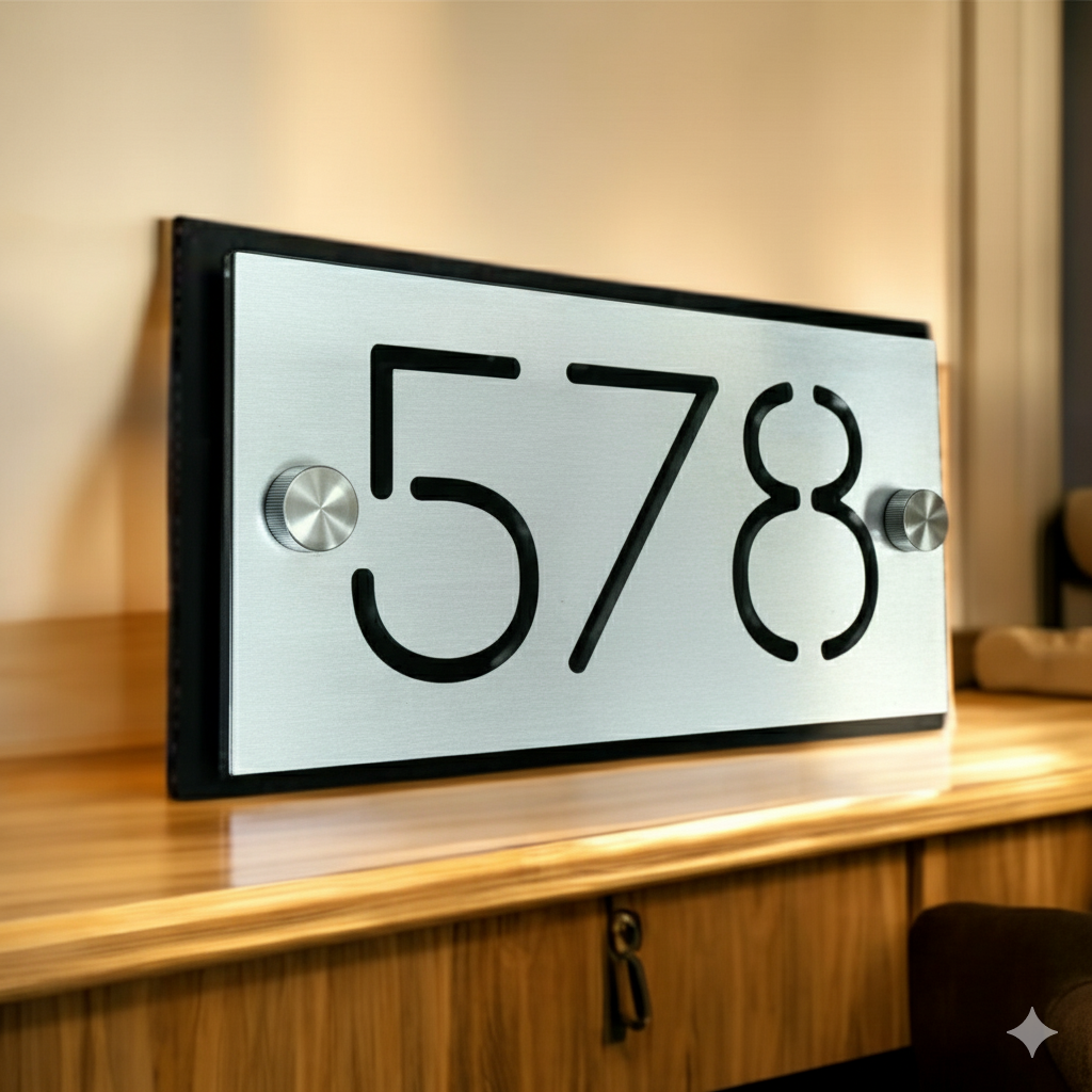 ShopTwiz Rectangle Black White Letter Plate Name Plate for House and Office