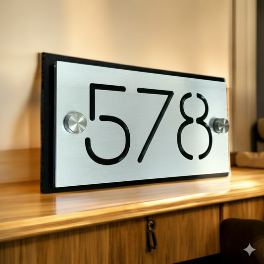 ShopTwiz Rectangle Black White Letter Plate Name Plate for House and Office