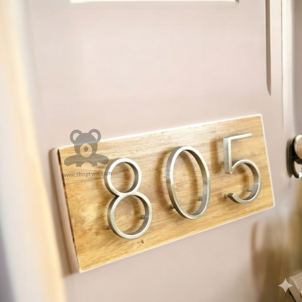 ShopTwiz Rectangle Pine Wood  Back with 3D Letter Name Plate for House and Office