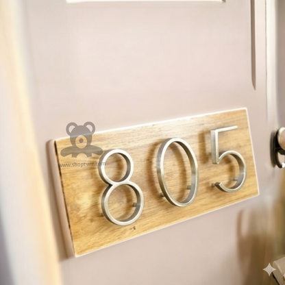 ShopTwiz Rectangle Pine Wood  Back with 3D Letter Name Plate for House and Office