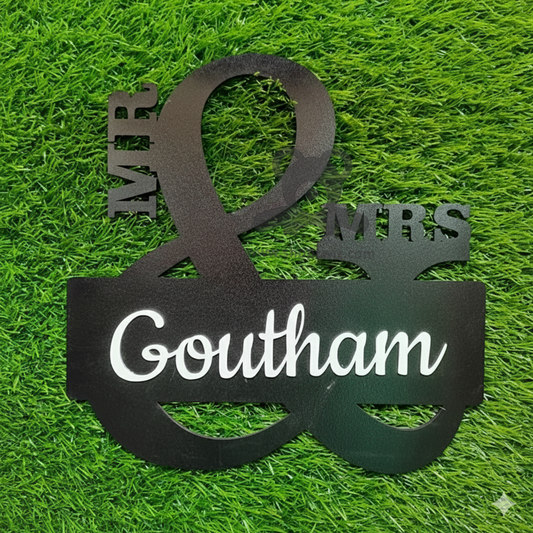 ShopTwiz Black Design White Letter Name Plate for House and Office