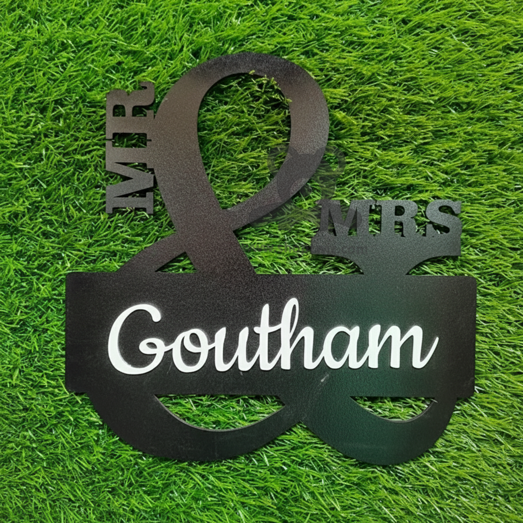 ShopTwiz Black Design White Letter Name Plate for House and Office