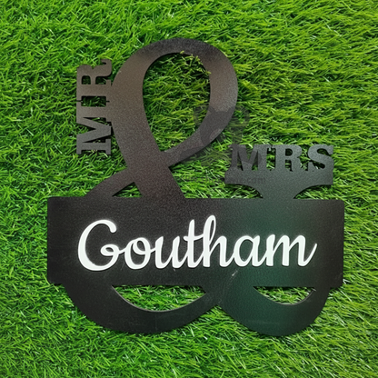 ShopTwiz Black Design White Letter Name Plate for House and Office