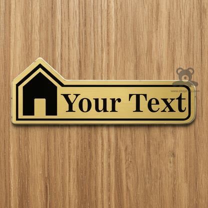 ShopTwiz Rectangle Golden House and Black Letter Name Plate for House and Office