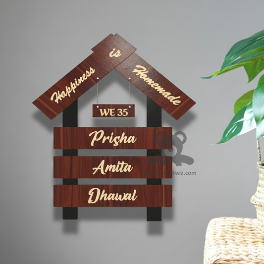 ShopTwiz Home Wood Golden Letter Name Plate for House and Office
