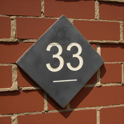 ShopTwiz Square Black Golden Letter Name Plate for House and Office