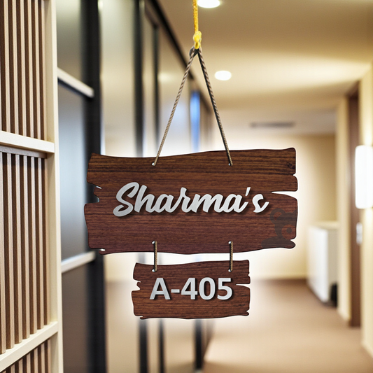 ShopTwiz Rectangle Wood White Letter Name Plate for House and Office