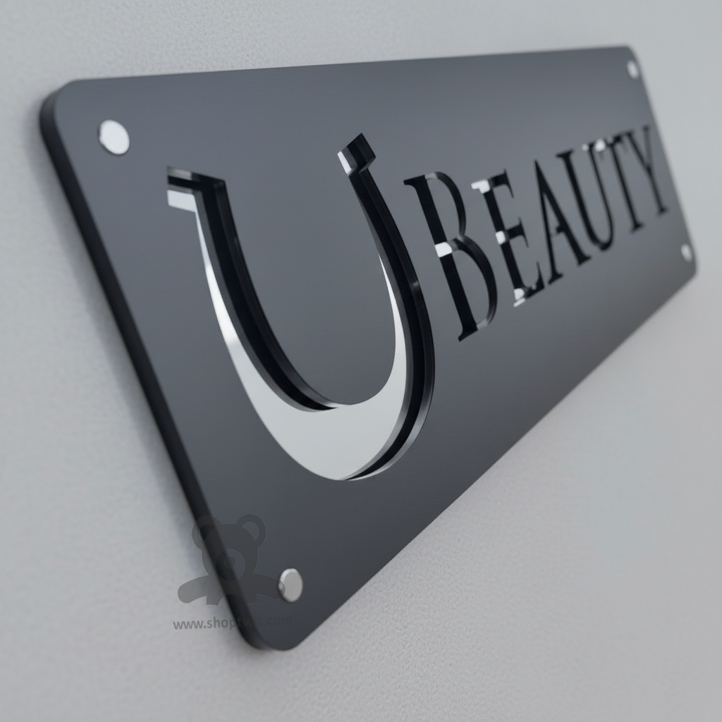 ShopTwiz Rectangle Black And Letter Transparent Acrylic Name Plate for House and Office