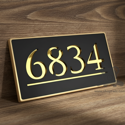ShopTwiz Rectangle Golden and Black Acrylic Name Plate for House and Office