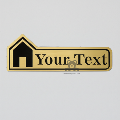 ShopTwiz Rectangle Golden House and Black Letter Name Plate for House and Office