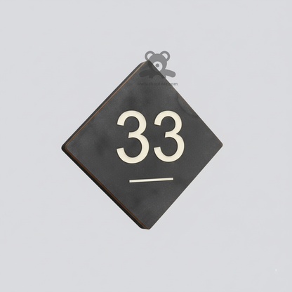 ShopTwiz Square Black Golden Letter Name Plate for House and Office