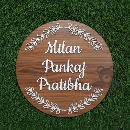 ShopTwiz Circle Wood White Acrylic Letter Name Plate for House and Office