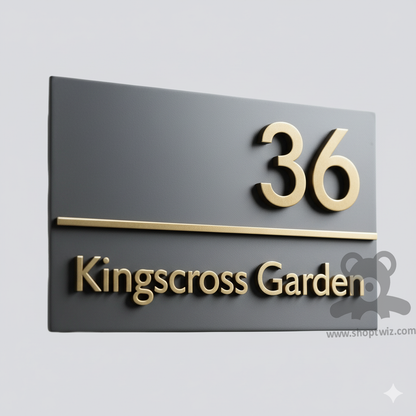 ShopTwiz Rectangle Black Golden Wood Name Plate for House and Office