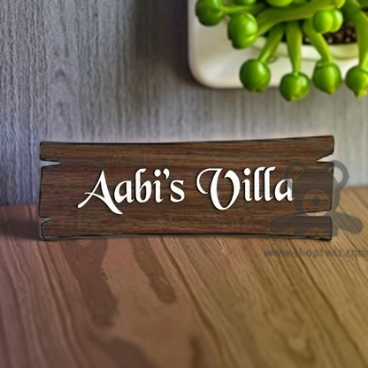 ShopTwiz Rectangle Wood White Letter Name Plate for House and Office