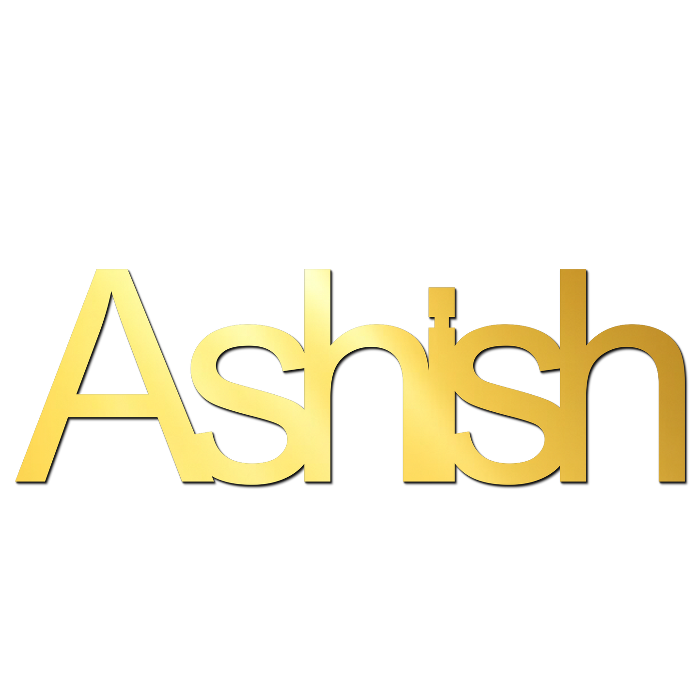 Ashish Name Golden Acrylic Cutout Design for Resin Art / Art and Craft