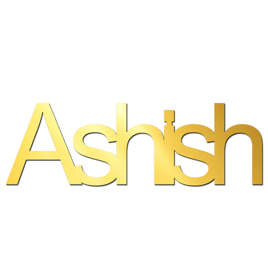 Ashish Name Golden Acrylic Cutout Design for Resin Art / Art and Craft