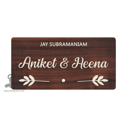 ShopTwiz Rectangle Wood White Design Letter Name Plate for House and Office
