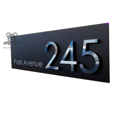 ShopTwiz Rectangle Black Acrylic Transparent Letter Name Plate for House and Office