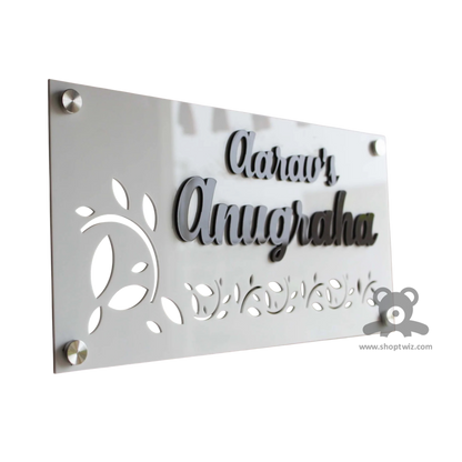 ShopTwiz Rectangle White and Black Letter Name Plate for House and Office