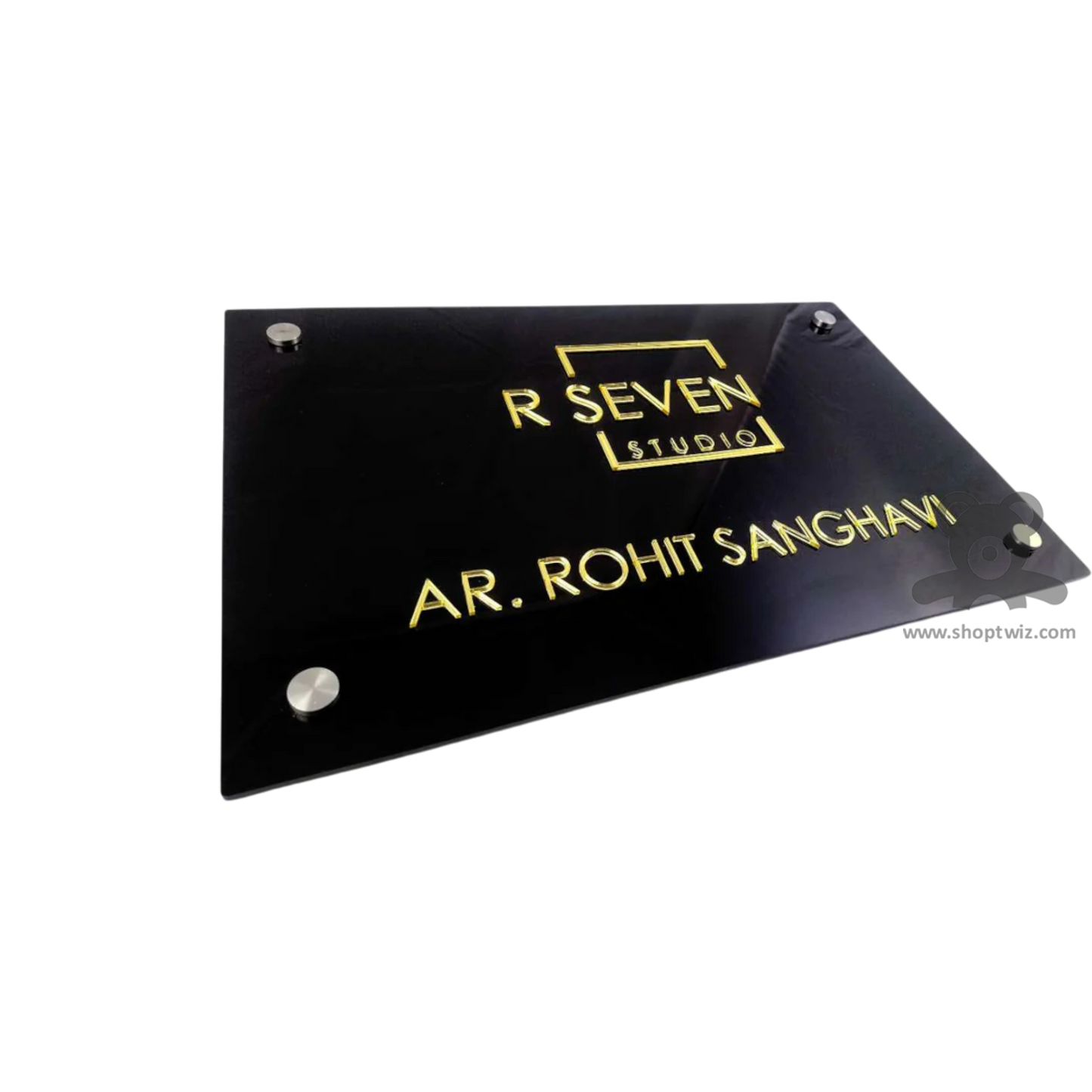 ShopTwiz Square Z Black With Golden Letter and Design Name Plate for House and Office