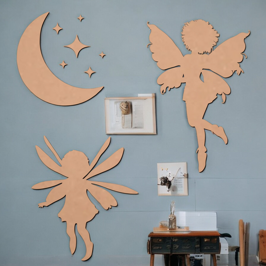 Fairy with moon  MDF Wall Art For Home Decoration ,Living Room Bedroom Kids Room