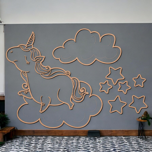 Cute Unicorn Art MDF Wall Art For Home Decoration ,Living Room Bedroom Kids Room