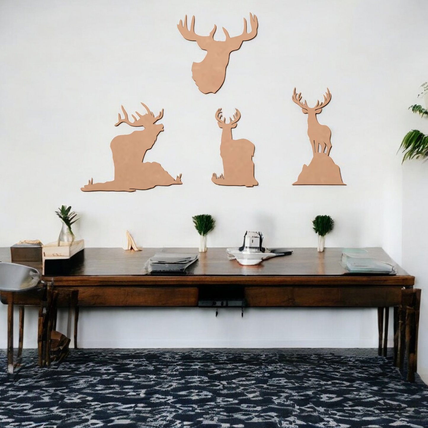 Deer Set MDF Wall Art For Home Decoration ,Living Room Bedroom Kids Room