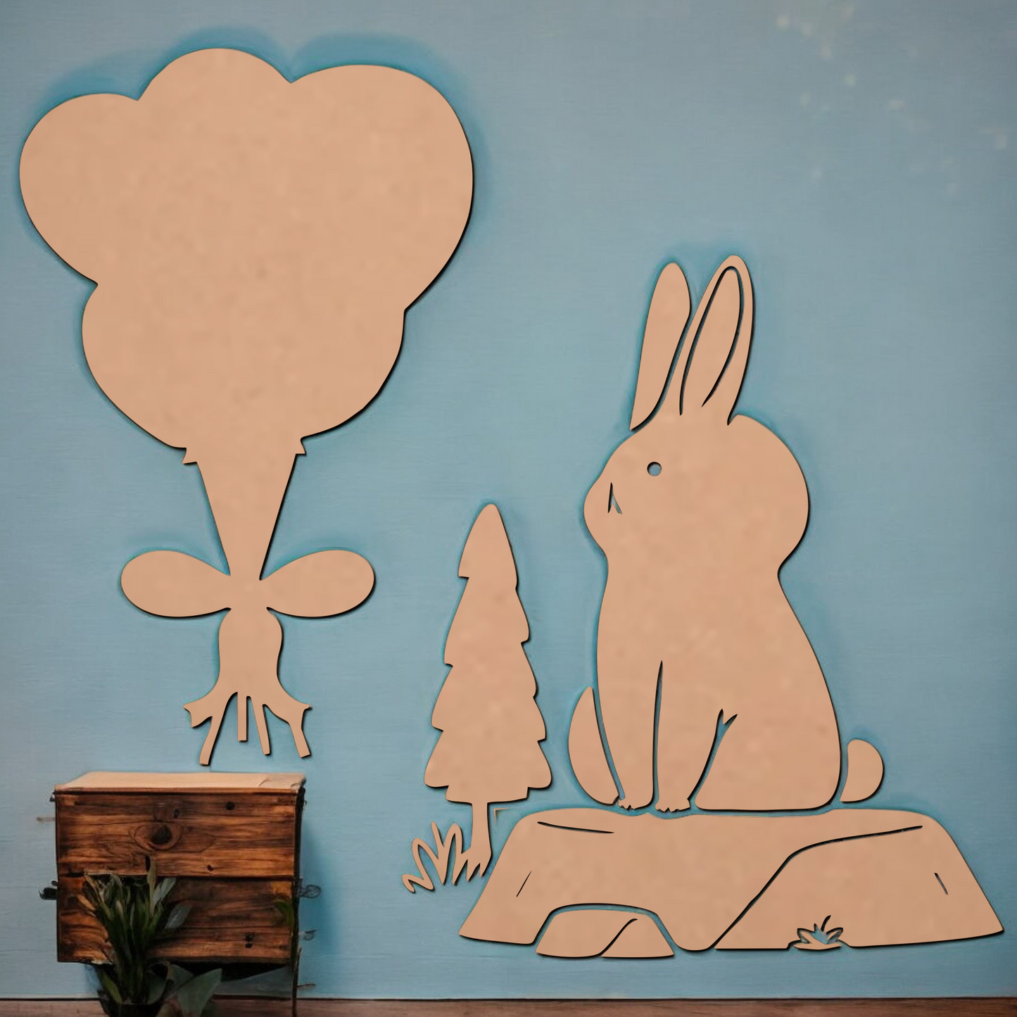 Standing Bunny  MDF Wall Art For Home Decoration ,Living Room Bedroom Kids Room