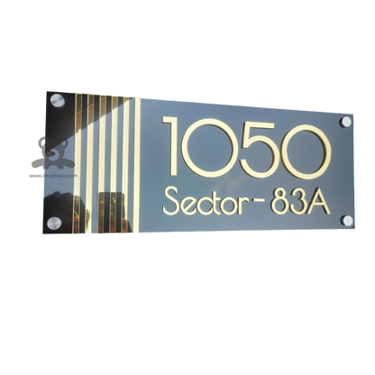 ShopTwiz Rectangle Black and Golden Design with Letter Name Plate for House and Office