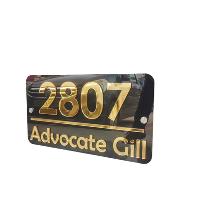 ShopTwiz Rectangle Black Acrylic with Golden Letters Name Plate for House and Office