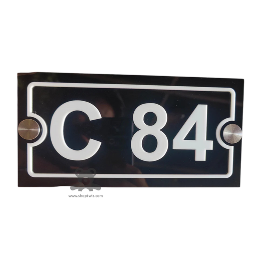 ShopTwiz Rectangle Black White Design and Letter Name Plate for House and Office