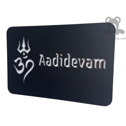 ShopTwiz Rectangle Black Acrylic White Letter And OM Name Plate for House and Office