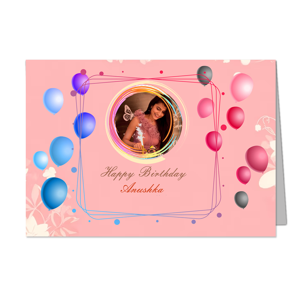 Happy Birthday Anushka - Customized Greeting Card - Add Your Own Photo