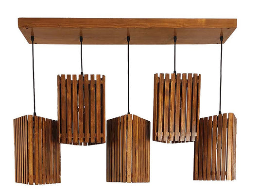 5 Rectangular  Shape  Decorative Wooden Hanging Light for Ceiling