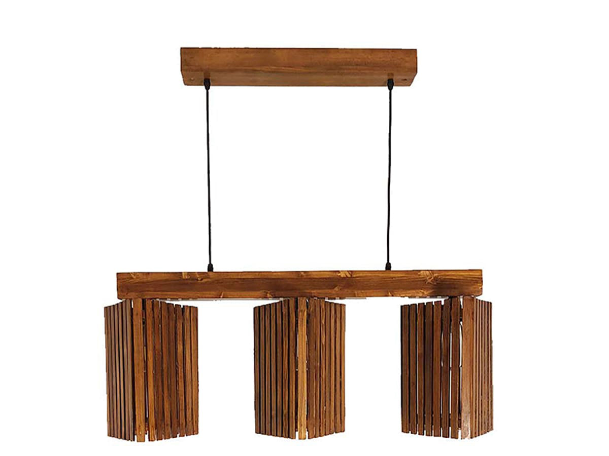 3 Rectangular Frame Decorative Wooden Hanging Light for Ceiling