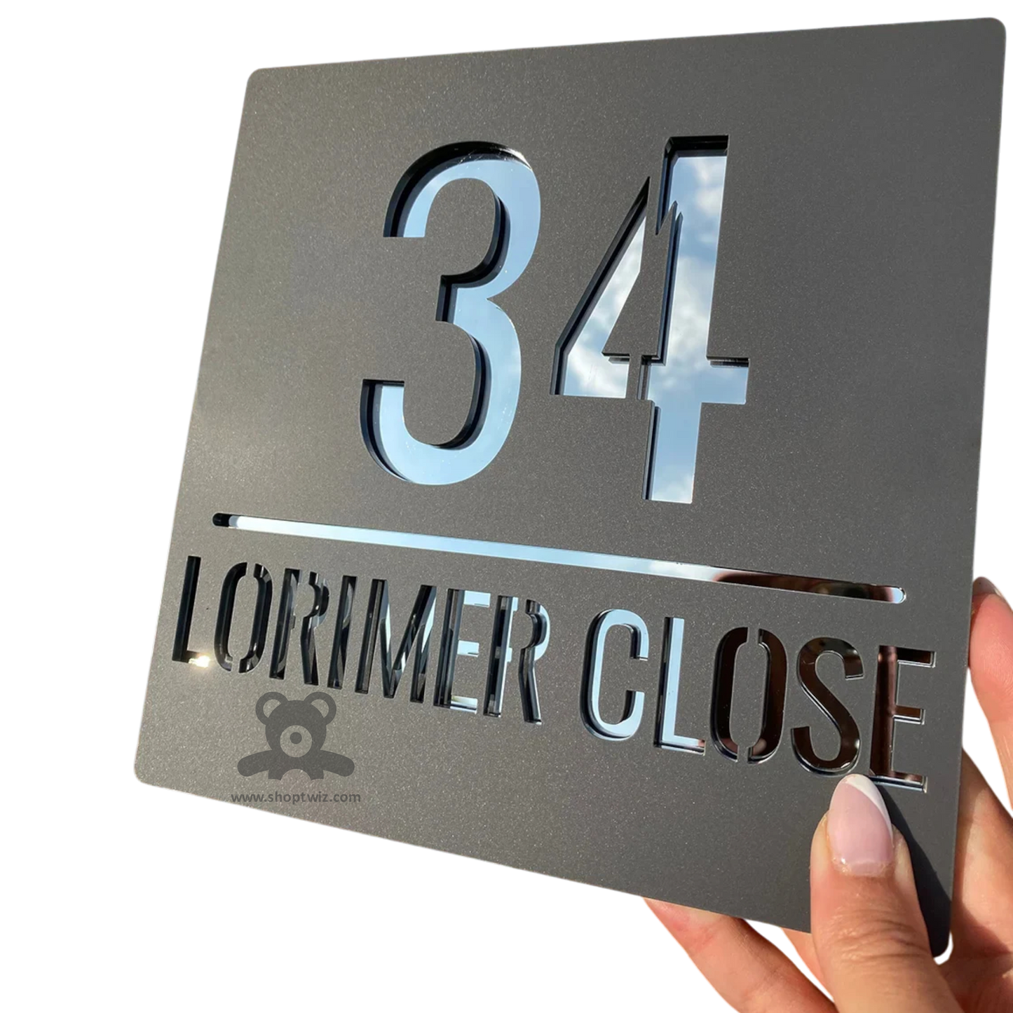 ShopTwiz Square Z Black with Transparent Letter Name Plate for House and Office