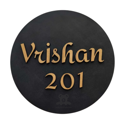 ShopTwiz Circle Z Black Acrylic with Golden Letter Name Plate for House and Office