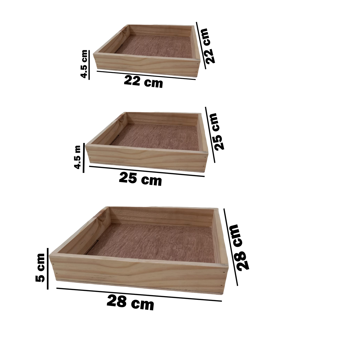 ShopTwiz 3pc Combo Wooden Tray Ideal for Gift Packing